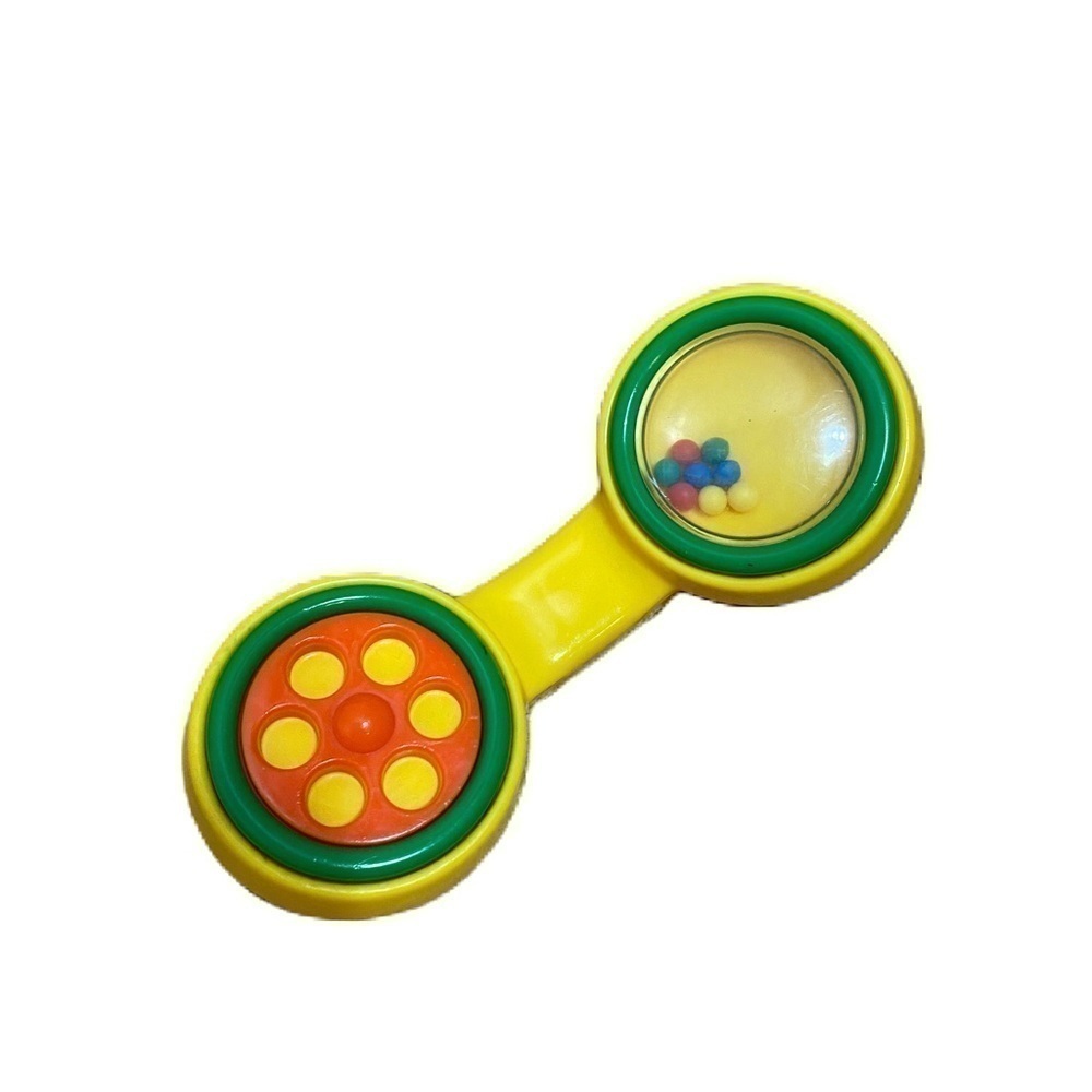 Vintage Click & Clatter Baby Rattle Toy Phone Dial Yellow